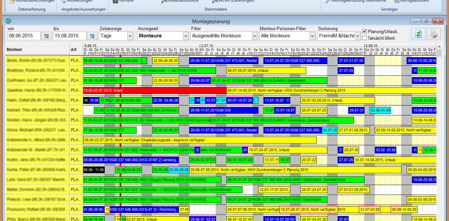 Service (Montage) Abwicklung